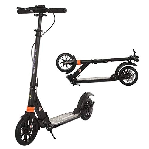 Electric Scooter : Black Big Wheel Scooter, Youth Adult Scooter With Disc Brakes Double Shock Absorption, Foldable Commuter Scooter, Load 150KG (non-electric)