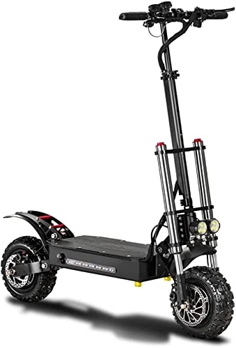 Electric Scooter : CANTAKEL Electric Scooter, with Dual Motor Up to 80 Kilometers Long Range Battery, Folding Off-Road Electric Scooter for Adults Dual Braking System, 11" Pneumatic Tires