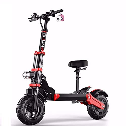 Electric Scooter : CHNG Electric Scooter for Adults - Portable Folding E-Scooter, 12 Inch off-Road Fat Tire, 3 Speed Modes Up to 60km / H, with LED Light and Display / 500W Motor / Maximum Load 180kg