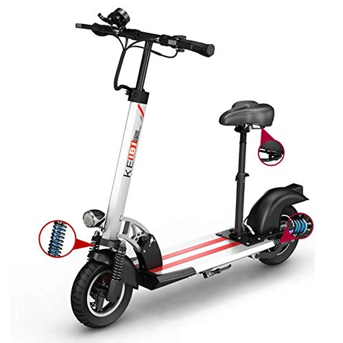 Electric Scooter : CXYDP Electric Scooter Folding E-Scooter 36V 400W Motor 3 Speed Modes, 10 Inches Pneumatic Tire for Adults And Teenagers, White