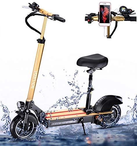 Electric Scooter : CXYDP Foldable Electric Scooter 500W Motor 40Km / H Max with LCD Display 10 Inche Solid Rear Anti-Skid Tire Shock Mitigation System, 48V10AH40*50km