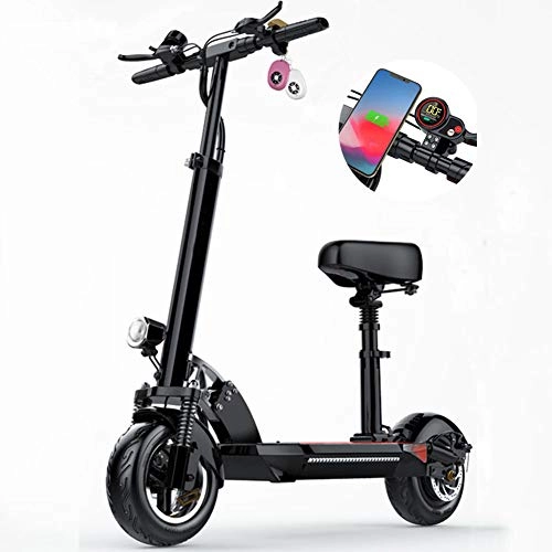 Electric Scooter : CXYDP Folding Electric Scooter with LCD Display 10" Inflatable Tires Powerful 400W Motor Up To 35 Km / H Lightweight E-Scooter for Adult Teens Students, Black