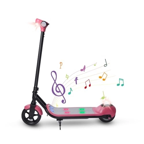 Electric Scooter : E-RIDES Electric Scooter, 6.5'' Electric Scooter for Kids Ages 8-12, Kids Electric Scooters Max 14KM / H, 3-5 KM Range, Electric Scooter Kids LED Display, E Scooter for Boys and Girls (PINK)