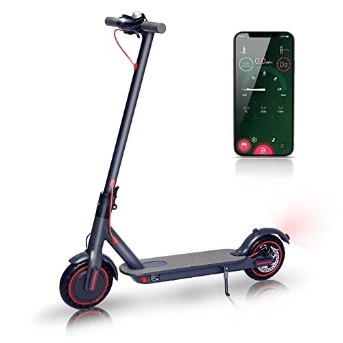 Electric Scooter : E-RIDES Electric Scooter, 8.5" Solid Tires, 19 Miles Long-Range and 15 Mph Speed Foldable with Night Light Electric Scooter for Adults, Double Braking System and App, 265lbs Max Load