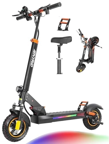 Electric Scooter : Ealirie Electric Scooter 10'' for Adults, Powerful Motor 500W, 40-50KM Range, Max Speed 25KM / H, Folding Scooter, 3 Speed Modes with LCD Screen for Adults, Black