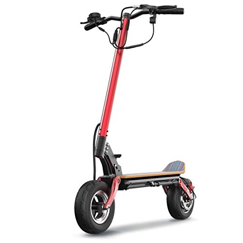 Electric Scooter : Electric Scooter - 10" Solid Tires - Up to 60 Miles Long-Range & 305MPH Portable Folding Commuting Scooter for Adults with Double Braking System and App, 50km, 36V