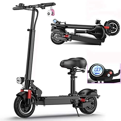 Electric Scooter : Electric Scooter 350W, 36V / 15.4AH Rechargeable Battery Kick Scooters, Max Speed 45km / h, 10'' E-Scooter, Adjustable Foldable, with LCD-display, 55KM Long Range, for Adult, with seat