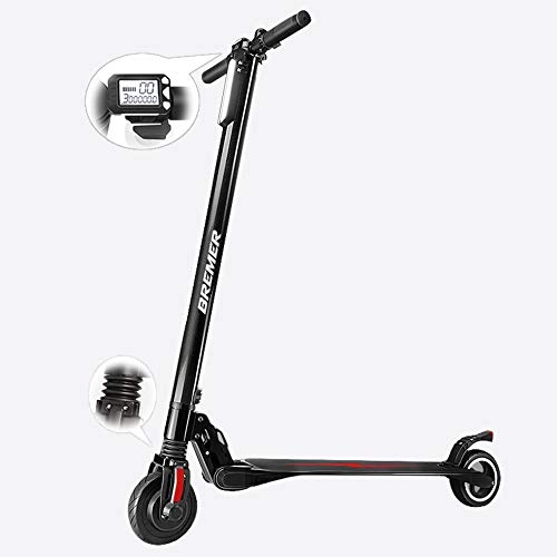 Electric Scooter : Electric Scooter - 5.5" Solid Tires - Up to 35 Miles Long-Range & 30 MPH Portable Folding Commuting Scooter for Adults with Double Braking System and App, 25km