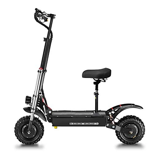 Electric Scooter : Electric Scooter 5600W Dual Motor Max Speed 80-85km / h Double Suspension Dual LED Headlights 11-inch Off-road Tire Foldable Commuting Scooter with Seat and 60V Battery Suitable for Off-road Enthusiasts