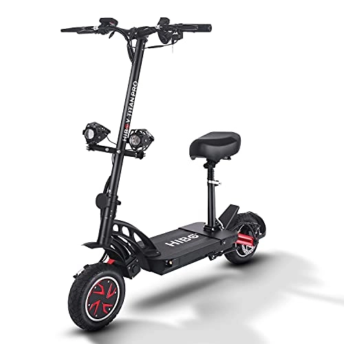 Electric Scooter : Electric Scooter 70km Long Range E Scooter, Maximum Speed 60KM / H, Dual Motor 800W, Battery Capacity 48V 20Ah, Fast Adult Electric Scooter with Seat, 10-inch Pneumatic Tires