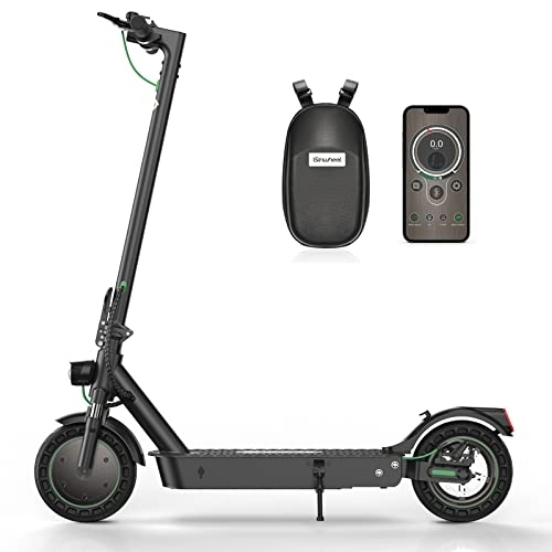 Electric Scooter : Electric Scooter Adult, 10'' Solid Tire, 40km Long Range, 500W Motor E Scooter Foldable with APP, Speed 25km / h, 2 Speed Modes Adjustable, 10AH Battery, Double Braking System