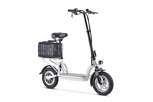 Electric Scooter : Electric Scooter Adult Foldable E-Scooter Max Speed 25 km / h High Range With Bag Black and White 350W Powerful Battery Max Load 120kg (White)