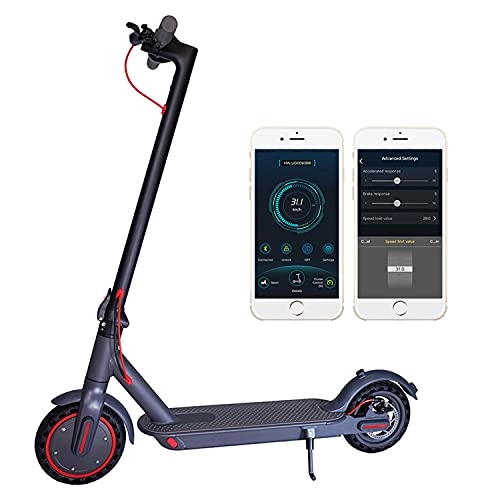 Electric Scooter : Electric Scooter Adult, Foldable E-Scooter with Bluetooth App Control, 350W Motor, Waterproof & LCD Display, Black