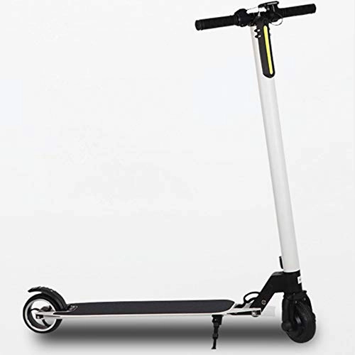 Electric Scooter : Electric Scooter, Adult Folding Work Travel Artifact Super Light Mini Small Portable Square Surface Acid Fiber 6.6AH Battery Life 10-15 Km (With Shock Absorption), White