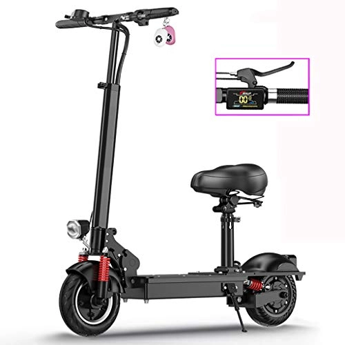 Electric Scooter : Electric Scooter Adults Black, 350W Power, 36V / 18.2AH Rechargeable Battery Kick Scooters, 65km Long Range, Max Speed 45km / h, Foldable Adjustable Height with LCD Display, with Seat
