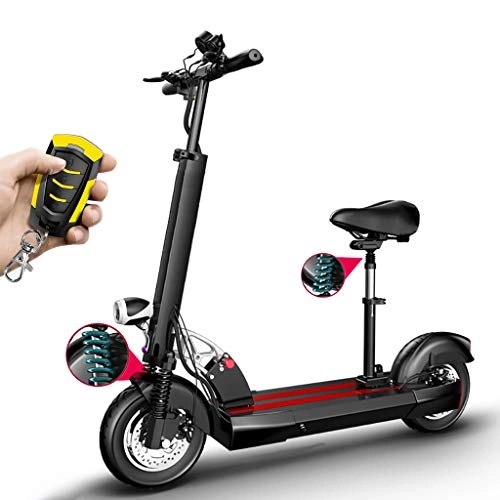 Electric Scooter : Electric Scooter Adults Foldable Long-Range Battery 400w Motor Max Speed 40km / h, with 10 Inch Air Filled Tires, with LED Display, Portable and Adjustable E-Scooter