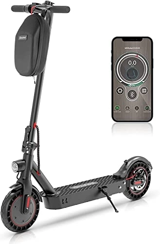 Electric Scooter : Electric Scooter Adults, MAX Electric Scooter 500W Motor, 10 inch Solid Tires, 35 km Long Range, Fast 25km / h, App Control Foldable Electric Scooters for Adults & Teens