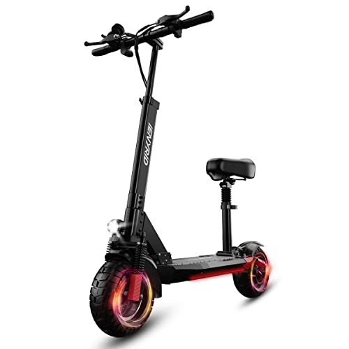 Electric Scooter : Electric Scooter Adults, Scooter with Seat Commuter, 10 Inch Off-Road Tires, Foldable E-Scooter for Adult and Teenager, IENYRID M4 Pro
