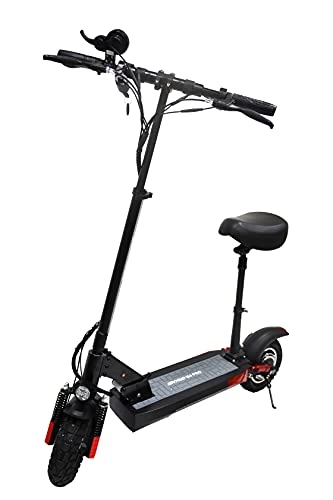 Electric Scooter : Electric Scooter Adults, Scooter with Seat Commuter Max Speed 45km / h, 60 Km Long Range, 10 Inch Off-Road Tires, Foldable E-Scooter for Adult and Teenager, IENYRID M4 Pro