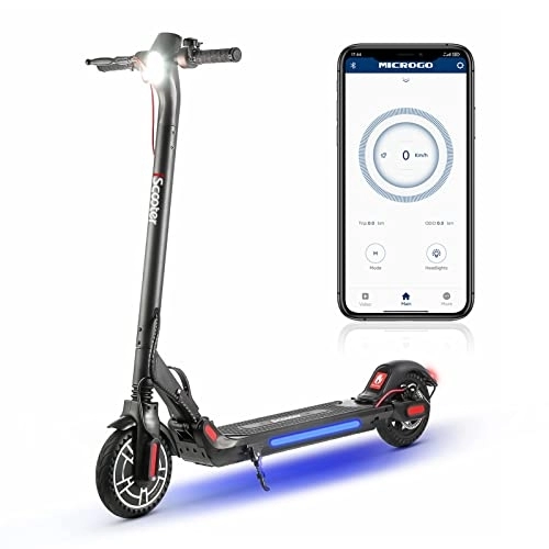 Electric Scooter : Electric Scooter Adults Top 31 km , 3 Speed Mode - 350W Brushless Motor, 25km Long Range, LED Light, 8.5'' Solid Tires, Disc Brake & EABS, Folding Electric Scooters for Adults with APP Control