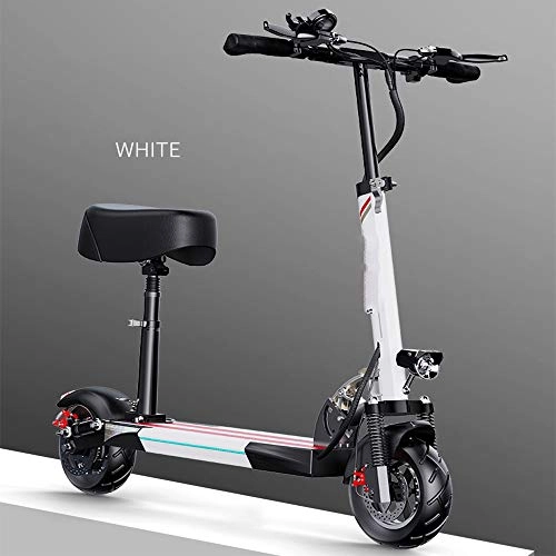 Electric Scooter : Electric Scooter, Constant-Speed Cruising Environmentally Friendly Foldable Electronic Light Electric Scooter with Turn Signal Triple Shock Absorption 48V Motor, White