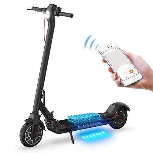 Electric Scooter : Electric Scooter, Folding 350W Motor with APP Control and Built-in USB Port, 7.5Ah Long Range Battery LCD Display Screen Up to 25KM / H, 8.5 Inch Tire, Black