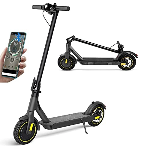 Electric Scooter : Electric Scooter for Adult, Foldable E-Scooter with 10'' Honeycomb Tyres, Bluetooth App Control, 35Km Max Distance, Max Speed 15.5MPH, 350W Motor, IP54 Waterproof, LCD Display