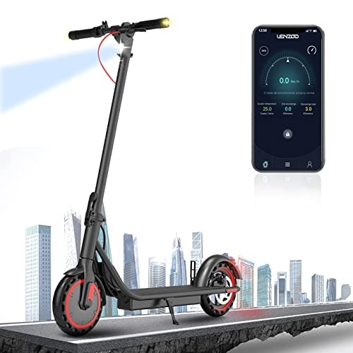 Electric Scooter : Electric Scooter for Adults, 350 W Motor, 30 km Range, 25 km / h Max Speed, 8.5 inch Solid Tyre, Wide Pedal, Double Braking System and App Control
