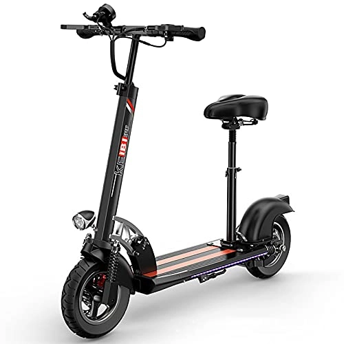 Electric Scooter : Electric Scooter for Adults, Foldable Electric Scooter with Seat, 10" Tires, LCD Display Screen, 3 Speed Modes 48V13AH Height Adjustabe Commuter E-scooter, Maximum Load 200kg, Max Speed 40km / h (black)
