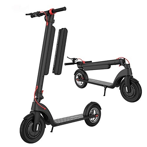 Electric Scooter : Electric Scooter Motor Foldable Scooter, LED Front Light / tail Light Super Shockproof 10 / 8.5 Inches Explosion-proof Pneumatic Tire, Three Front And Rear Brakes, maximum Load 100kg