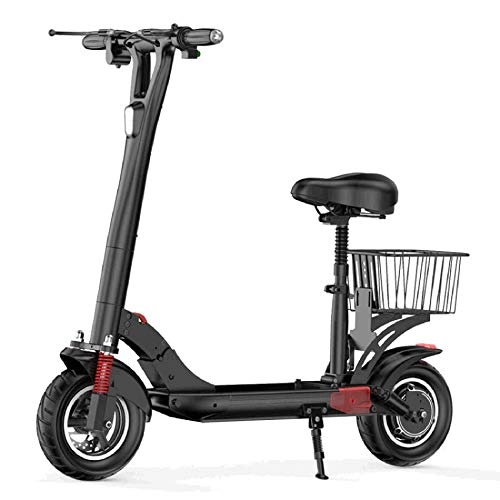 Electric Scooter : Electric Scooter Pro Motor Foldable Scooter, With LED Lights And Tail Lights Super Shockproof 10 Inches Tires, Portable And Folding Adults Electric Scooter for Short Trips