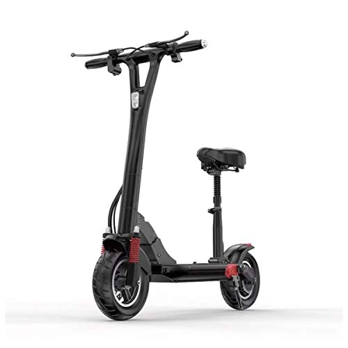 Electric Scooter : Electric Scooter With Seat 10A Li-Ion Battery Electric Scooters Foldable 40 Km / h Speed Max Aluminium Black For Adults