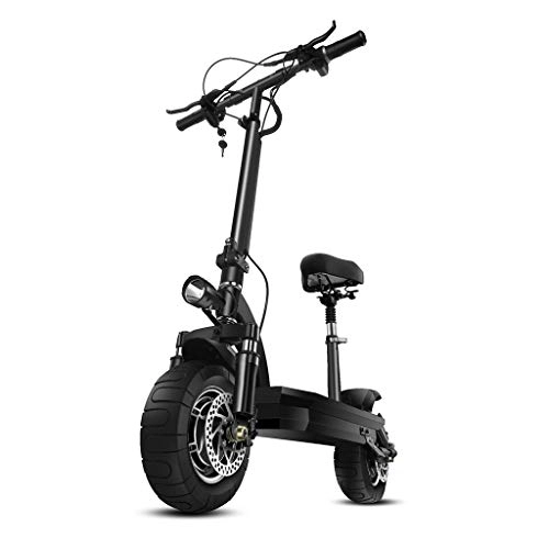 Electric Scooter : Electric Scooters Adult 2400W Motor Max Speed 60km / h Double Drive 10 inch Off-road Vacuum Tire Folding Commuting Scooter with Seat and 60V Battery