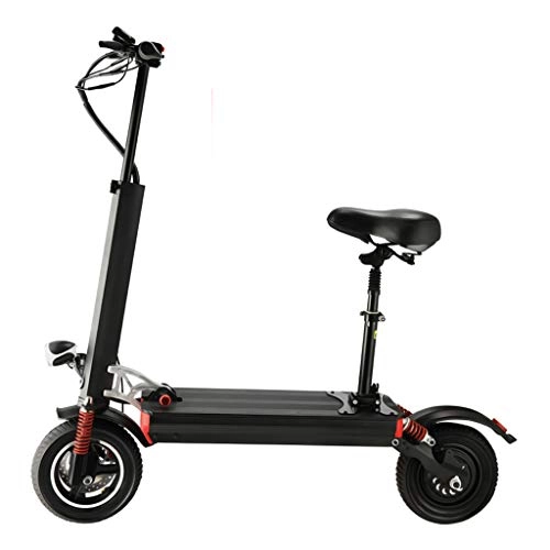 Electric Scooter : Electric Scooters Adult with Seat, with LED Display, Foldable E-Scooter 35KM Long Range, Scooters 500W Motor, with 10 Inch Air Filled Tire and LED Light, 36V / 10AH Battery, Supports 100KG Weight