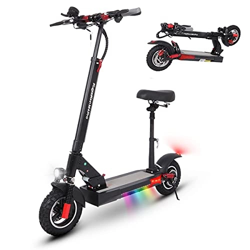 Electric Scooter : Electric Scooters Adults, 500W Motor, 60KM Long Range, 45 kmh 48V 16Ah Folding Electric Scooter with Seat and Electronic Horn, LED Turn Signal, 10 inches Pneumatic Tires, Kugoo M4 PRO