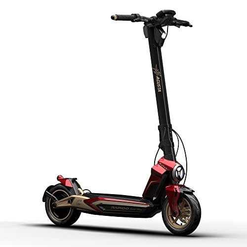 Electric Scooter : eMV Agusta Rapido Serie Oro 2023 - foldable electric scooter with turn lights, 50 km range, 25 km / h max speed, e-scooter for teenagers and adults, 4“ Display and App, IPX4 weather resistant