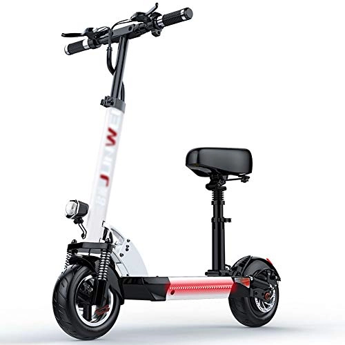 Electric Scooter : FDQNDXF Folding Electric Scooter for Adult, Waterproof LCD Display Solid Tire Explosionproof Max Range 120km Max Speed 45km / h, Adjustable Height and Easy Operated for Commuter, White
