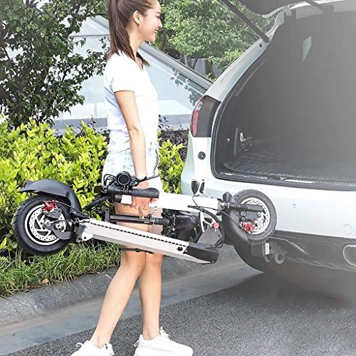 Electric Scooter : Foldable and Adjustable Electric Scooter with Seat 500W 48V 40km / h, Waterproof Portable E-Scooter Vehicle, with Lithium Battery USB LCD Display LED Lights on Table for Adult