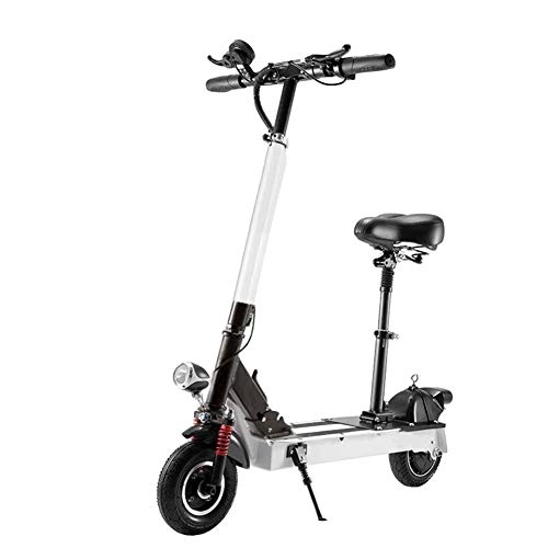 Electric Scooter : Folding Adult Electric Scooter, with USB Charging Function, 8" Tires 36V / 350W Maximum Speed of 40km / h Height Adjustable, White, 10AH（20to30km）