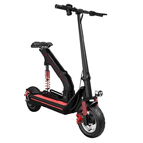 Electric Scooter : FUJGYLGL Adult Electric Scooter with Seat, Foldable Long Distance 500w Motor Speed 25 Km / H Endurance 80 Km with Display and LED Indicator