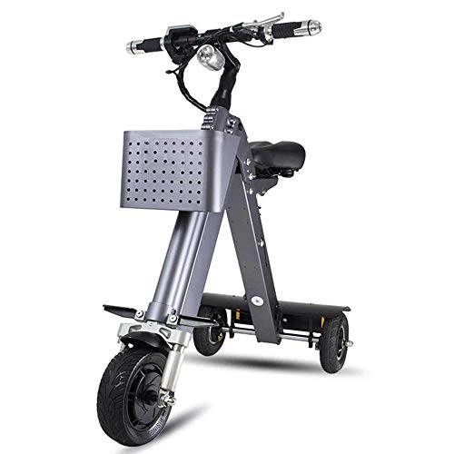 Electric Scooter : FUJGYLGL Adult Portable Electric Scooter, Aluminum Alloy Body, Foldable, with Shock Absorption, Three-wheel Structure, Not Easy to Fall