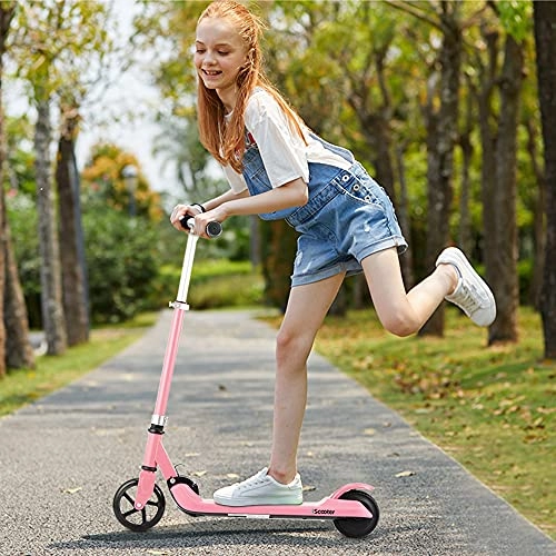 Electric Scooter : Girls Folding Electric Scooter Pink , Hight-Adjustable Foldable Electric Bike Ride on Battery Children Toys Scooters 130W Wheels Suitable for 6 to 14 yrs