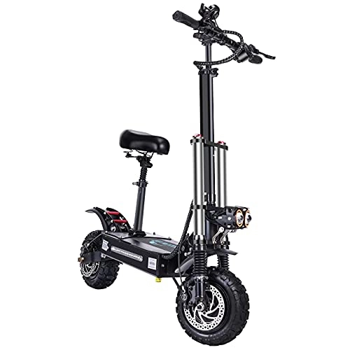 Electric Scooter : GUNAI Electric Off-road Scooter 5400W 11-inch Tire Dual Motor Max Speed 85km / h 60V32Ah Battery Double Suspension Foldable Portable Commuting Scooter with Seat Suitable for Off-road Enthusiasts