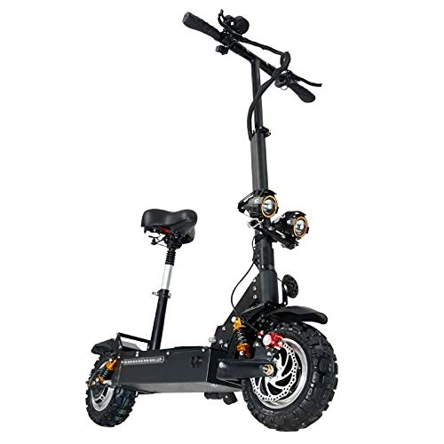Electric Scooter : GUNAI Electric Scooters Adult Folding Commuting Scooter with Seat 11 Inch Max Speed 70km / H, Lithium Battery 60V 24AH, 3200W Double Motor Drive