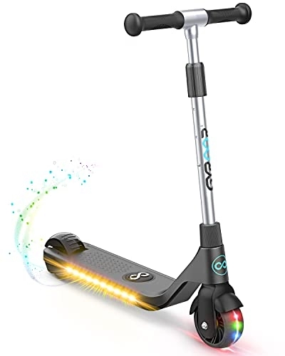 Electric Scooter : Gyroshoes Electric Scooter for Kids with 3 Adjustable Heights & Flashing LED Lights, Lightweight Kids Electric Scooter with Kick-Start Boost and Gravity Sensor for Boys Girls Teens