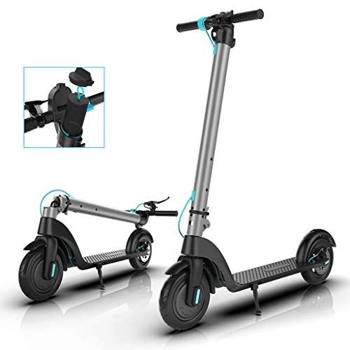 Electric Scooter : H-CAR QW Electric Scooter Adults Silver, 20KM Long-Range, 350w Power Motor, E-Scooter with LCD-display, Convenient and Fast Commuting, Max Speed 32km / h, with 8.5 Solid Filled Tire, Supports100kg Weight XX