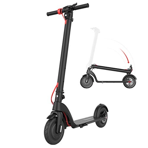 Electric Scooter : H-CAR QW Electric Scooter, Black Foldable Electric Kick Scooter Max Speed 32km / h, 10In Solid Rubber Tire and 36V Battery Kick Scooters and LED Display, for Adult Children, Max Load 100KG XX