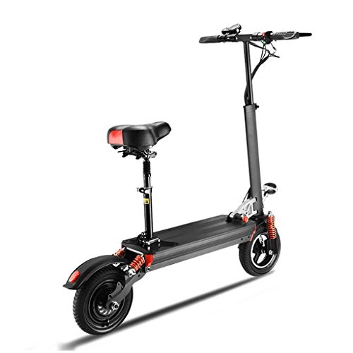 Electric Scooter : H-CAR QW Electric Scooters Adult Foldable with Seat, 10 Inch Air Filled Tires Foldable Electric Scooter With Max Range For 30km, Top Speed 25km / h E-Scooter Suitable For Adults And Teenagers, black OH