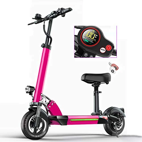 Electric Scooter : H-CAR QW Electric Scooters Adult Foldable with Seat, Max Speed 55km / h, Foldable, USB Charger for Mobile Phone, LCD Display, Height-adjustable E-scooter, 48V / 10AH Battery, Supports 200KG Weight OH