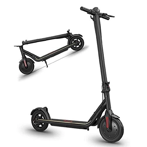 Electric Scooter : Hammer Electric Scooter for Adults Folding Commuting Scooter Long Range with Explosion-Proof Tire, ABS Disc Dual Brake, 350W Motor Max Speed 15Mile / H, Max Weight 260lbs (Color : Black)